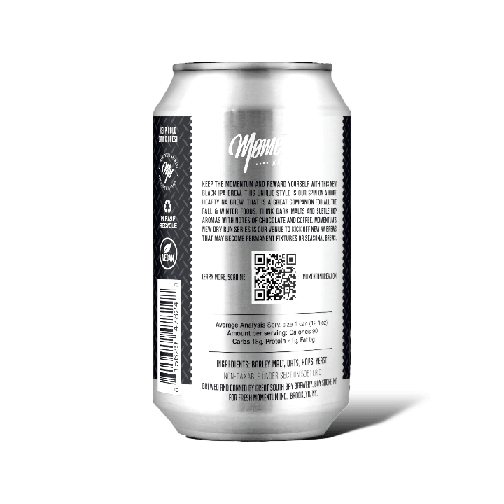 Momentum Brewery - Black IPA "Dry Run Series“ Non-Alcoholic IPA - 12oz